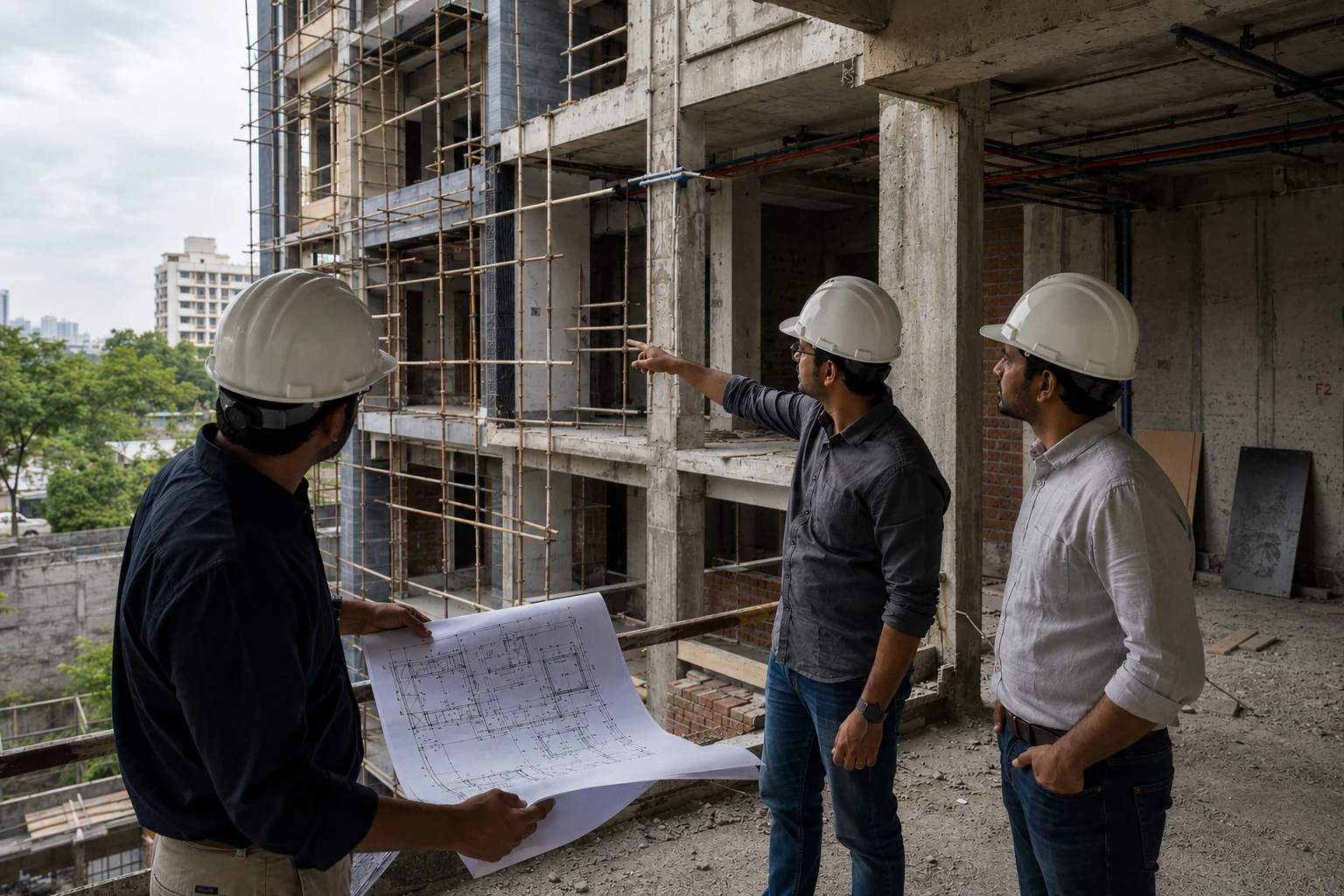 Architectural site supervision during construction