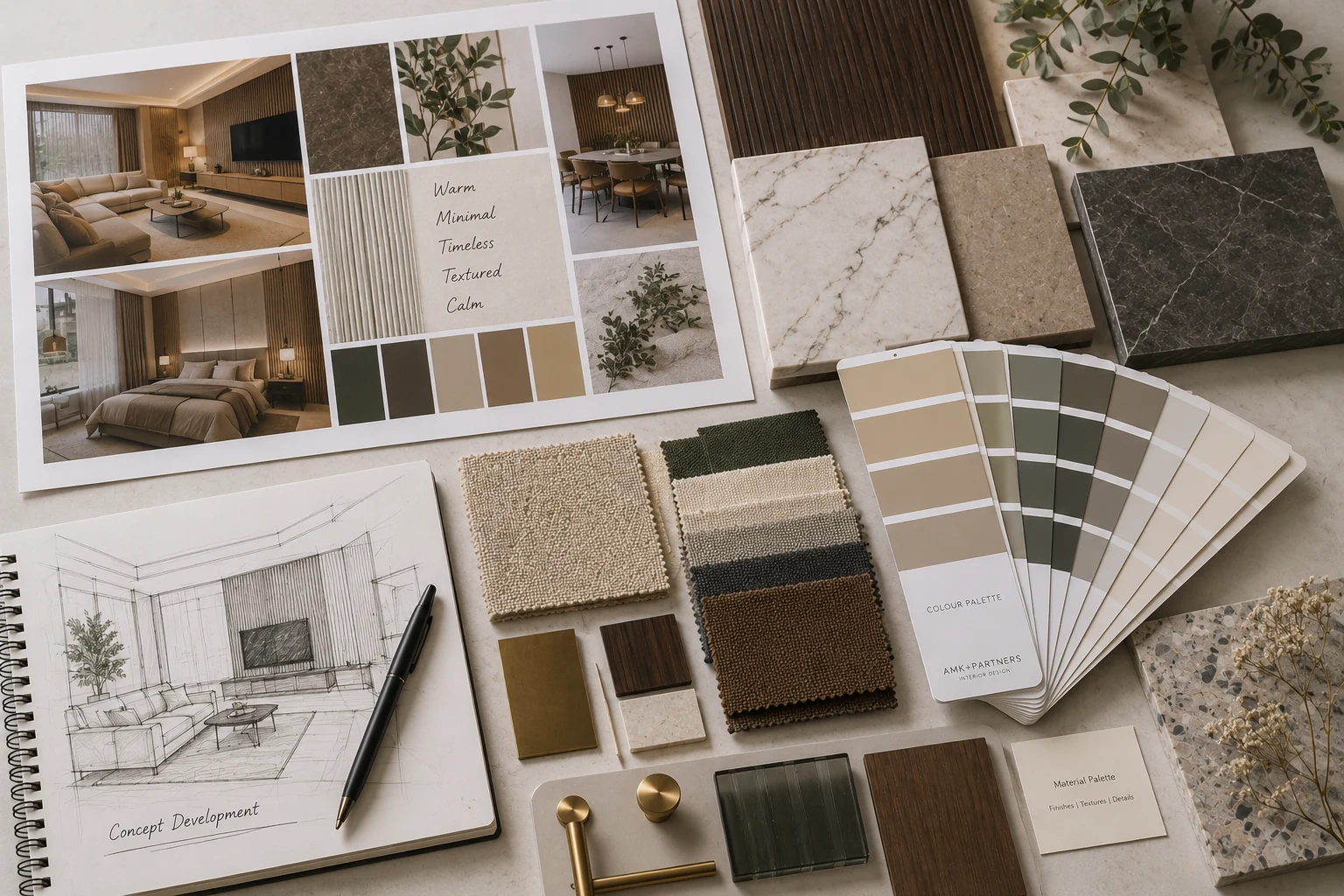 Interior designers in Mumbai selecting materials, finishes and colour palettes